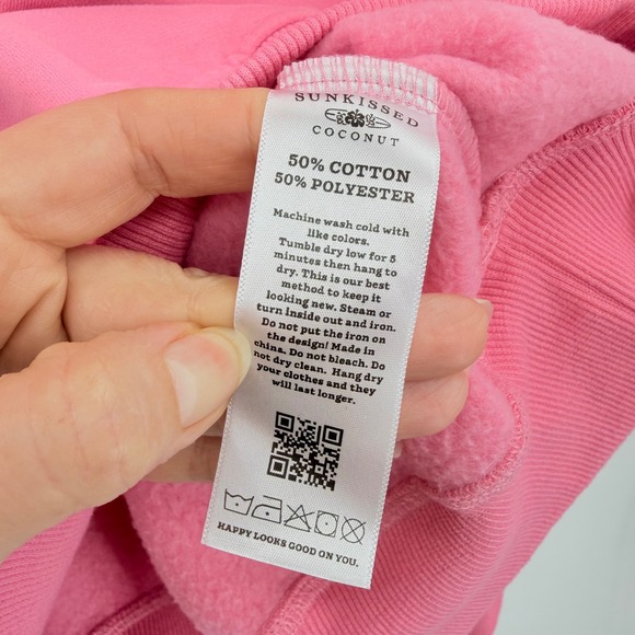 Sunkissed Coconut Pink Do What Makes You Happy Embroidered Sweatshirt Large - Picture 6 of 6